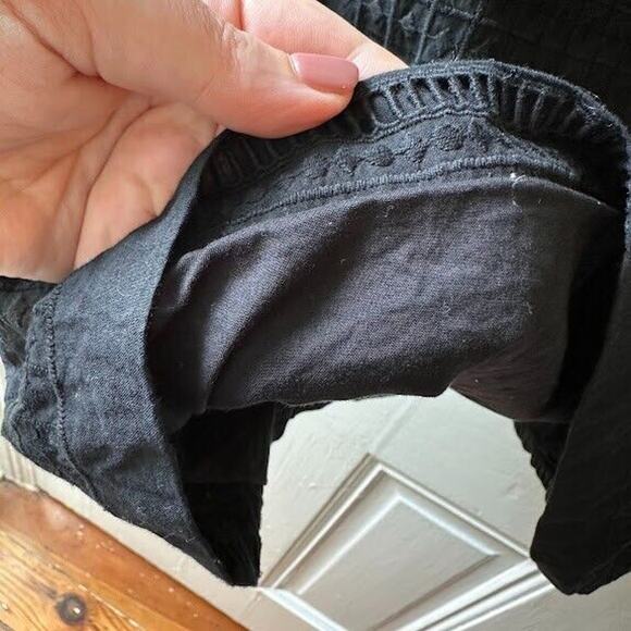 J Crew Shift Dress Womens 2 Black Bell Sleeve Cotton Lined Boho Tie Back - Picture 5 of 10